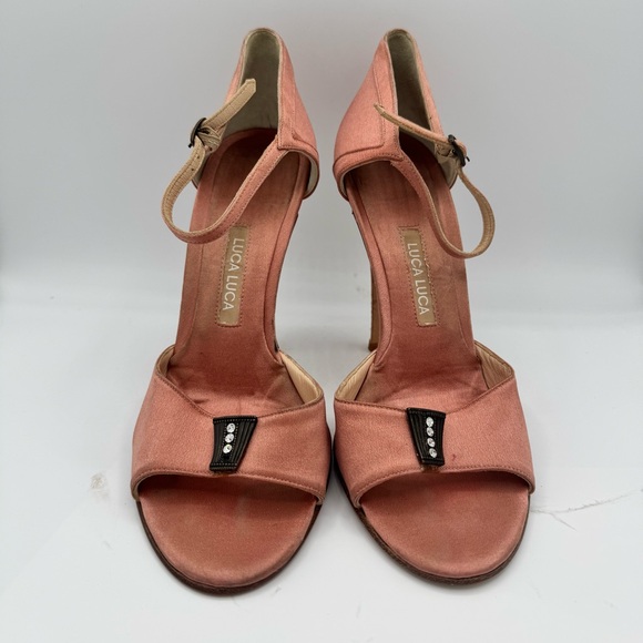 Luca Luca Satin Stilletto Dusty Pink Ankle Strap Caberet Size 40 Made in Italy - Picture 2 of 14